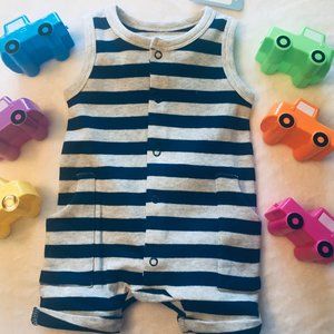 TWO Baby Boys Size 3-6M 100% Cotton Stripe Romper NEW